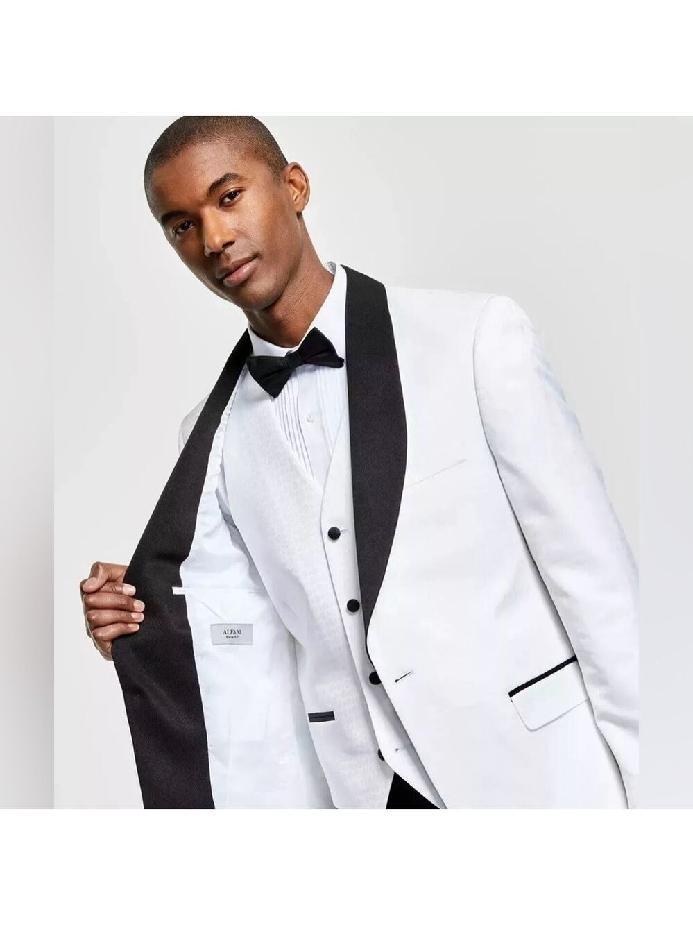 Alfani Men's Slim-Fit Tuxedo Suit Jacket Blazer Sport Coat White Size 44 Short
